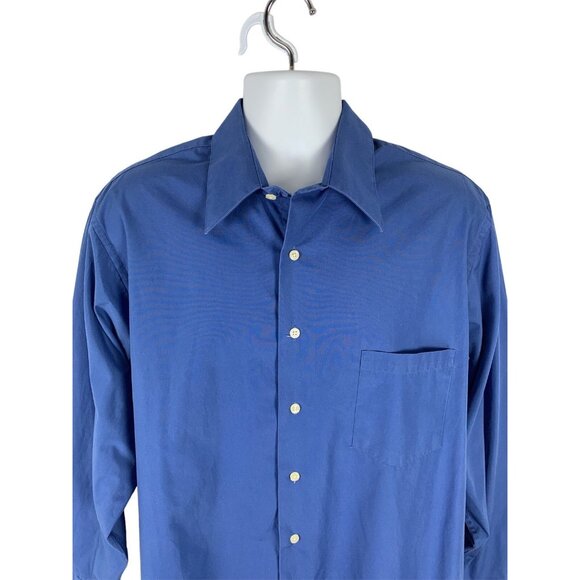 Van Heusen Mens Long Sleeve Button-Up Shirt Blue Size XL 17 34/35 - Picture 2 of 12